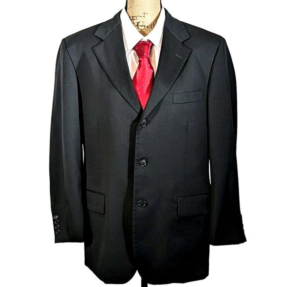 BROOKS BROTHERS mens solid black WOOL sport coat suit jacket blazer 41R